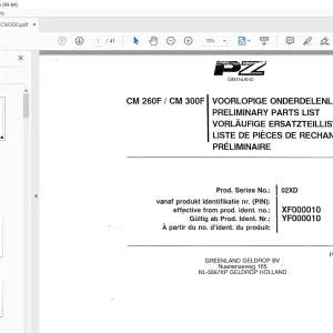 PZ Zweegers CM 260F CM 300F Mower Parts Manual PDF