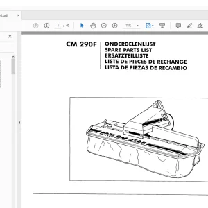 PZ Zweegers CM 290F Mower Parts Manual - PDF DOWNLOAD