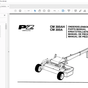 PZ Zweegers CM 300AH CM 300A Mower Parts Manual PDF