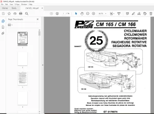PZ Zweegers CM165 CM166 CYCLOMOWER Operation & Parts Manual PDF