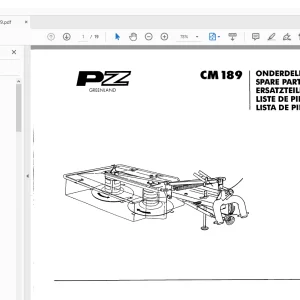 PZ Zweegers CM189 Mower Parts Manual - PDF DOWNLOAD
