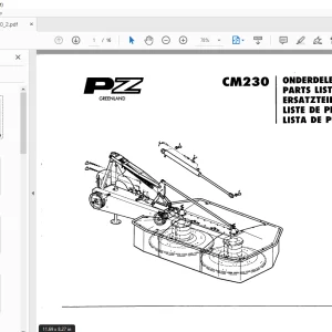 PZ Zweegers CM230 Mower Parts Manual - PDF DOWNLOAD