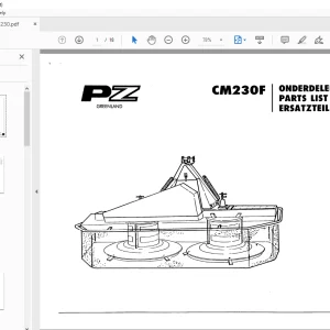 PZ Zweegers CM230F Mower Parts Manual - PDF DOWNLOAD