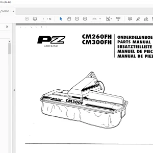 PZ Zweegers CM260FH CM300FH Mower Parts Manual - PDF DOWNLOAD