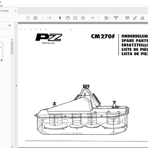 PZ Zweegers CM270F Mower Parts Manual - PDF DOWNLOAD