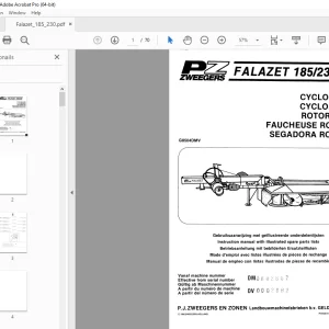 PZ Zweegers FALAZET 185 230 CYCLOMOWER Parts Manual PDF