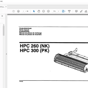 PZ Zweegers HPC 260 (NK) HPC 300 (PK) Mower Parts Manual PDF