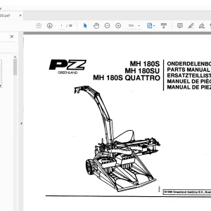 PZ Zweegers MH 180S MH 180SU  MH 180S Quattro Parts Manual PDF