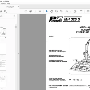 PZ Zweegers MH 320 S Betriebsanleitung mit Ersatzteillisten SN VP 0000001 PDF