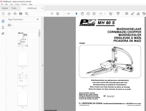 PZ Zweegers MH80S Corn Chopper Parts Manual SN 006023 PDF