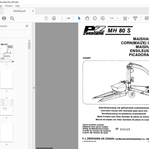 PZ Zweegers MH80S Corn Chopper Parts Manual SN 006023 PDF