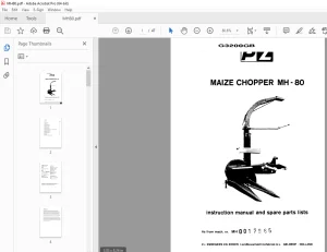 PZ Zweegers Maize chopper MH-80 Instruction & Parts Manual PDF