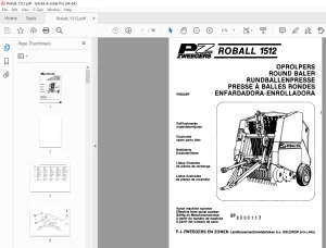 PZ Zweegers Roball 1512 Round Baler Parts Manual - PDF DOWNLOAD