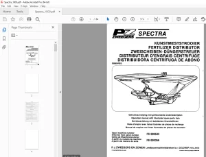 PZ Zweegers Spectra 1000 Fertilizer Distributor Operation & Parts Manual PDF