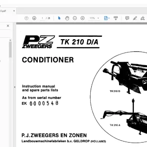 PZ Zweegers TK210 Conditioner Instruction & Parts Manual SN 0000548 PDF