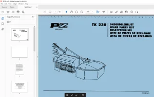 PZ Zweegers TK230 Mower Parts Manual - PDF DOWNLOAD