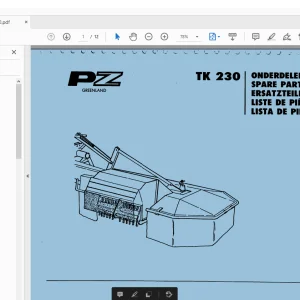 PZ Zweegers TK230 Mower Parts Manual - PDF DOWNLOAD