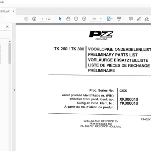PZ Zweegers TK260 TK300 Mower Parts Manual - PDF DOWNLOAD