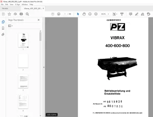 PZ Zweegers Vibrax 400-600-800 Betriebsanleitung und Ersatzteilliste PDF