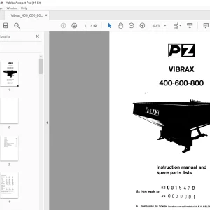 PZ Zweegers Vibrax 400-600-800 Instruction & Parts Manual PDF
