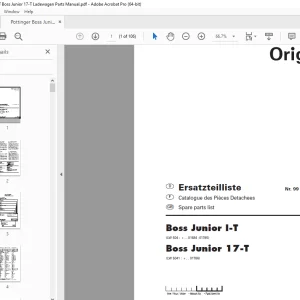 Pottinger Boss Junior I-T Boss Junior 17-T Ladewagen Parts Manual PDF