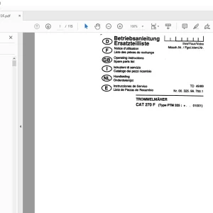 Pottinger CAT 270 F Mower Parts Manual - PDF DOWNLOAD