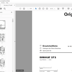 Pottinger EUROCAT 272 Mower Parts Manual - PDF DOWNLOAD