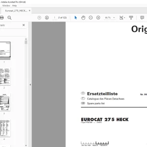 Pottinger EUROCAT 275 HECK Mower Parts Manual - PDF DOWNLOAD
