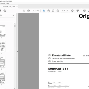 Pottinger EUROCAT 311 Mower Parts Manual - PDF DOWNLOAD
