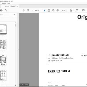 Pottinger EUROHIT 130 A Rotary Tedder Parts Manual PDF