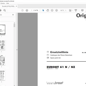 Pottinger EUROHIT 61 N / NZ Rotary Tedder Parts Manual PDF