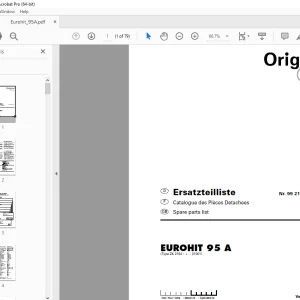 Pottinger EUROHIT 95 A Rotary Tedder Parts Manual - PDF DOWNLOAD