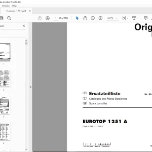 Pottinger EUROTOP 1251 A Rake Parts Manual PDF