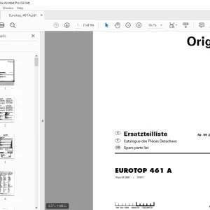 Pottinger EUROTOP 461 A Rake Parts Manual - PDF DOWNLOAD