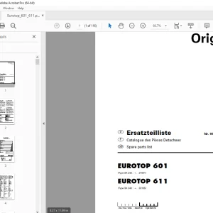 Pottinger EUROTOP 601 EUROTOP 611 Rake Parts Manual PDF