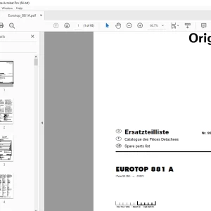 Pottinger EUROTOP 881 A Rake Parts Manual - PDF DOWNLOAD