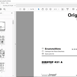 Pottinger Eurotop 421A Rake Parts Manual - PDF DOWNLOAD