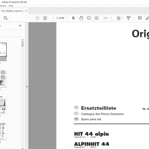 Pottinger HIT 44 alpin ALPINHIT 44 Rotary Tedder Parts Manual PDF