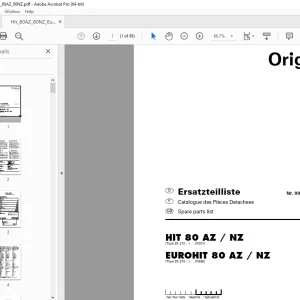 Pottinger HIT 80 AZ / NZ EUROHIT 80 AZ / NZ Rotary Tedder Parts Manual PDF