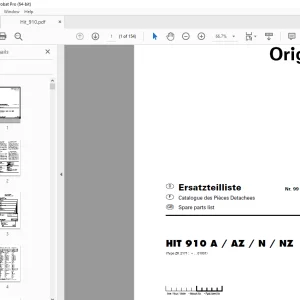 Pottinger HIT 910 A / AZ / N / NZ Rotary Tedder Parts Manual PDF