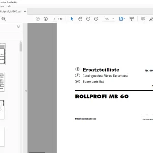 Pottinger ROLLPROFI 6165 Farmer Round Baler Parts Manual PDF