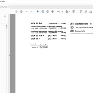 Pottinger MEX III S-K MEX III FH-K MEX III T Forage Harvester Parts Manual PDF