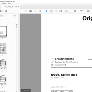 Pottinger NOVA ALPIN 261 Mower Parts Manual PDF