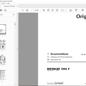 Pottinger NOVACAT 306 F Mower Parts Manual - PDF DOWNLOAD