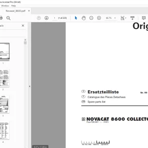 Pottinger NOVACAT 8600 COLLECTOR Mower Parts Manual PDF