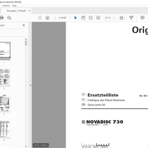 Pottinger NOVADISC 730 Mower Parts Manual - PDF DOWNLOAD