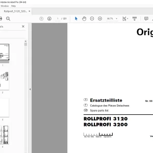 Pottinger ROLLPROFI 3120 ROLLPROFI 3200 Round Baler Parts Manual PDF