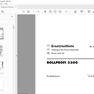 Pottinger ROLLPROFI 3300 Round Baler Parts Manual - PDF DOWNLOAD