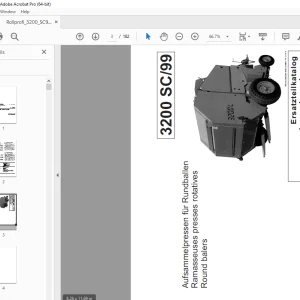 Pottinger Rollprofi 3200 SC/99 Round Baler Parts Manual PDF