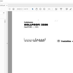 Pottinger Rollprofi 3500 Round Baler Parts Manual - PDF DOWNLOAD